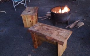Finished Live Edge Benches by the Fire